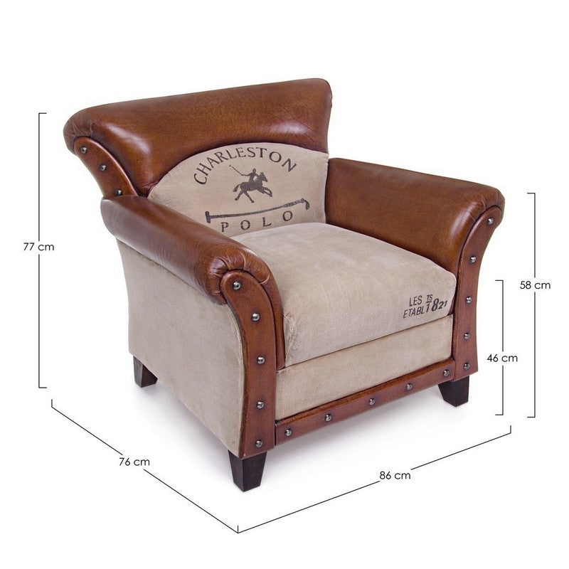 FAUTEUIL STYLE CHARLESTON CUIR ET TISSUS
