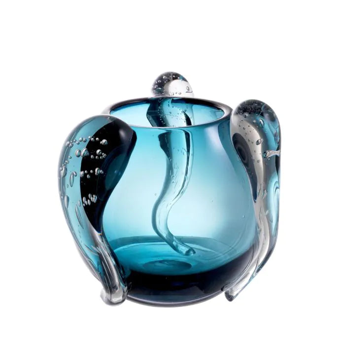 Vase rond en verre trempé couleur turquoise