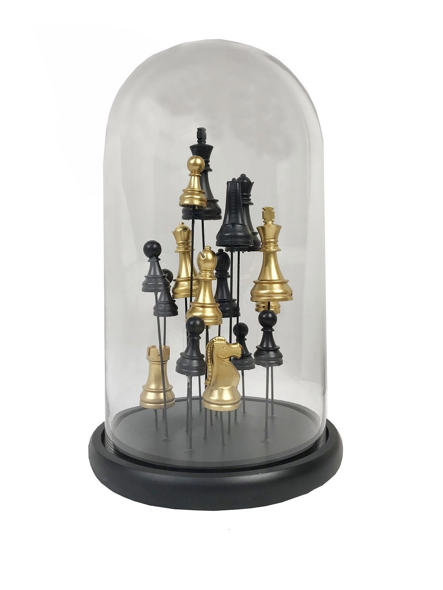 Globe Décoratif Jeux d'Échec en Bois - Décoration Élégante