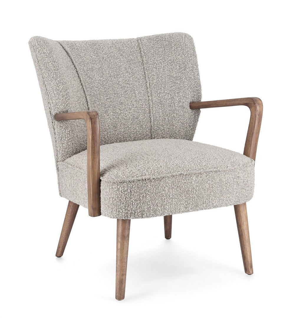 FAUTEUIL BOIS ET BOUCLETTES GRISES