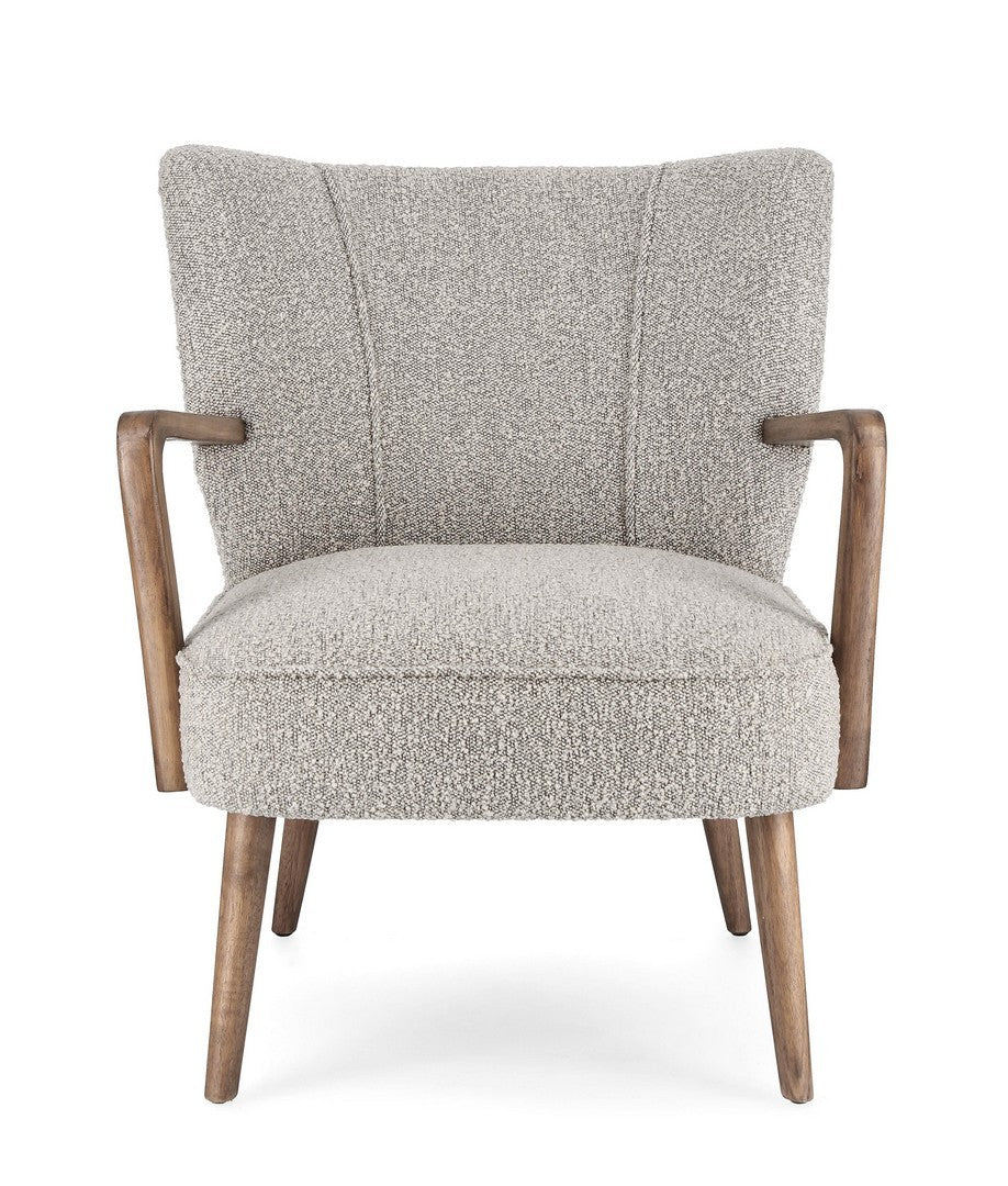 FAUTEUIL BOIS ET BOUCLETTES GRISES