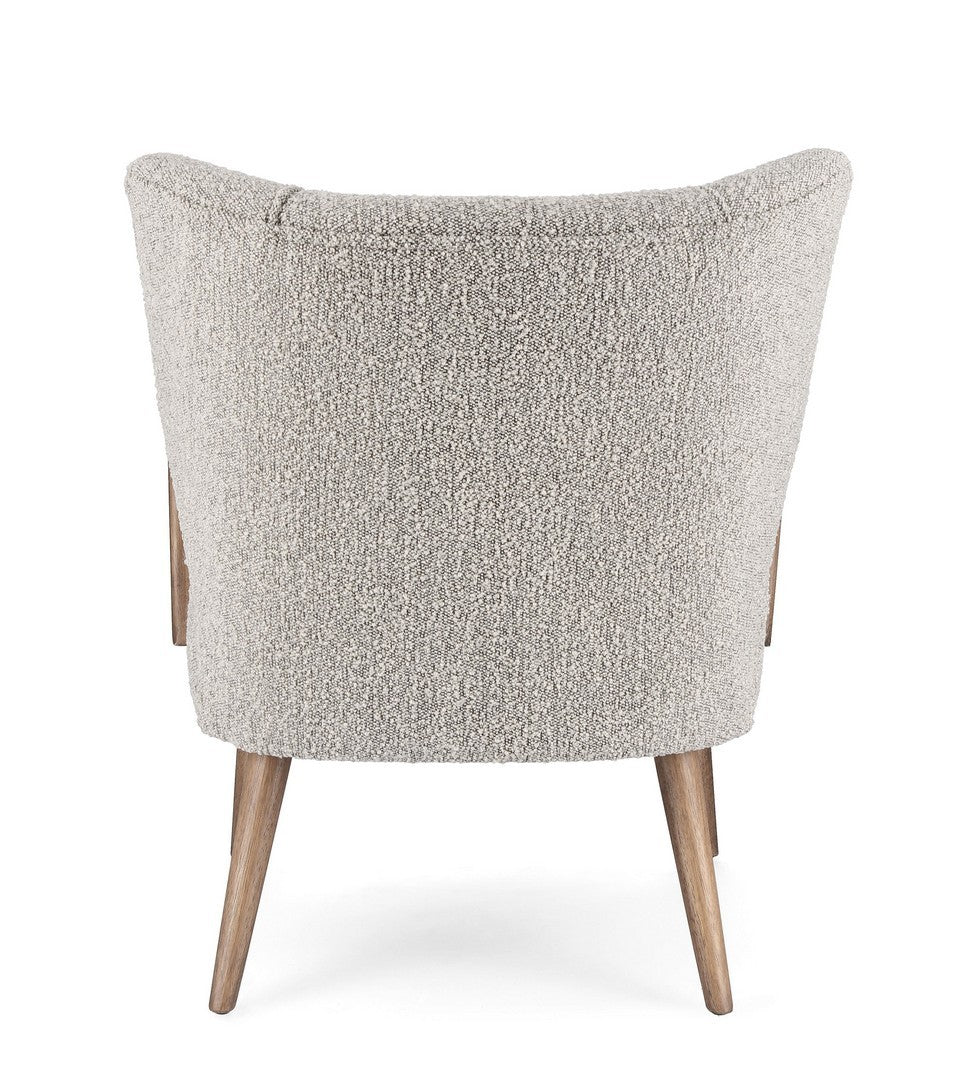FAUTEUIL BOIS ET BOUCLETTES GRISES