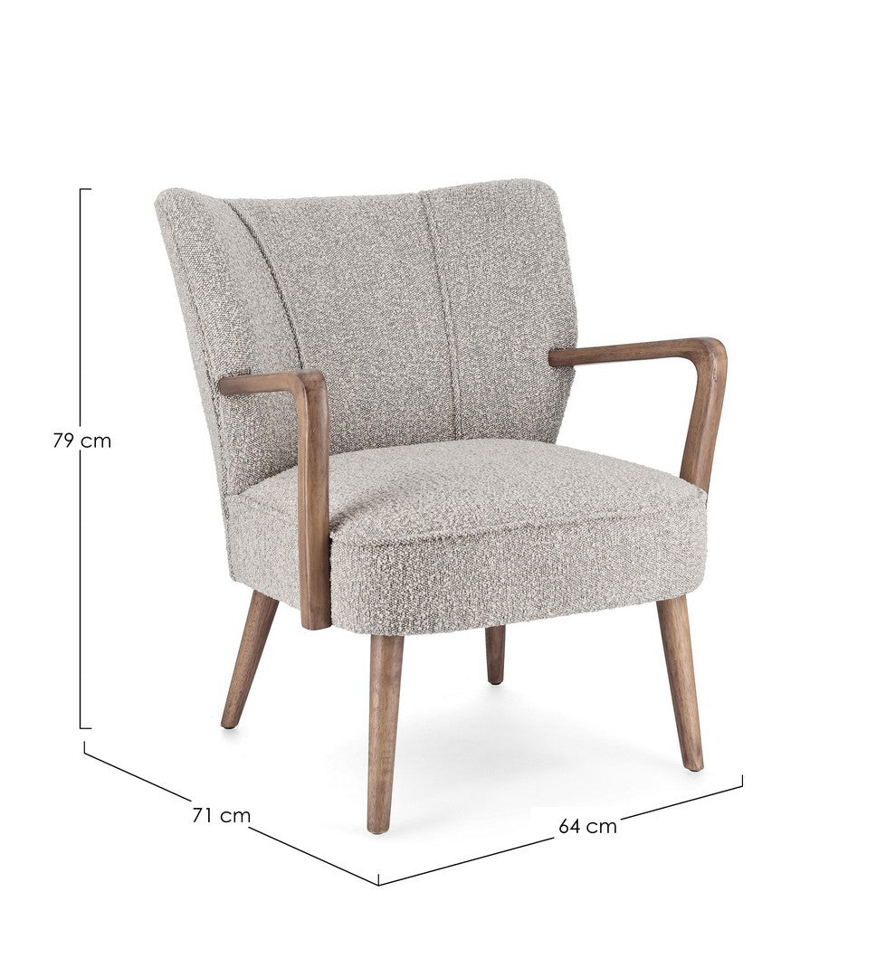 FAUTEUIL BOIS ET BOUCLETTES GRISES