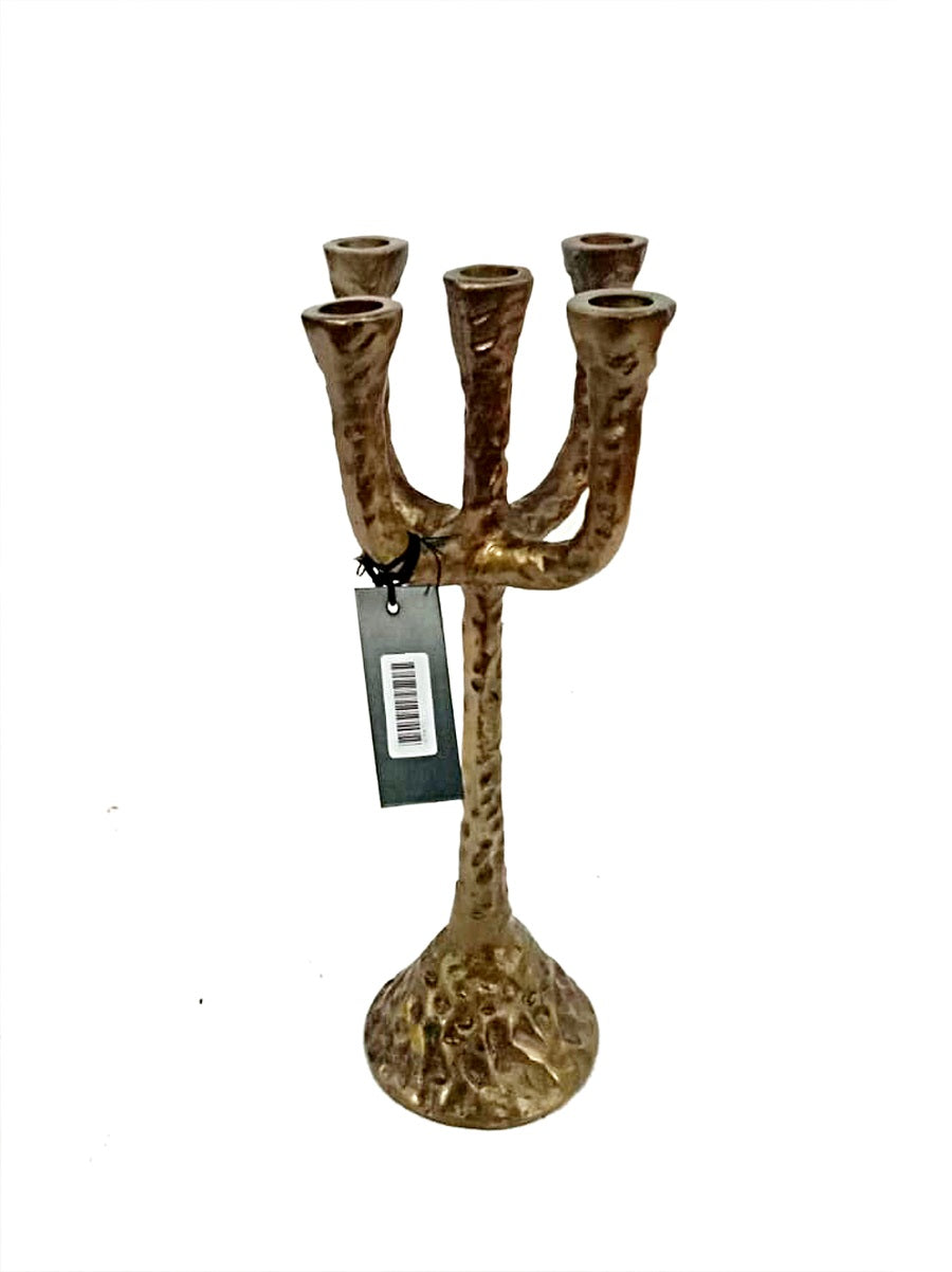 BOUGEOIR 5 BRANCHES MÉTAL DORÉ