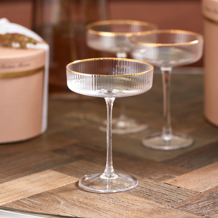 COUPE A CHAMPAGNE STRIÉE REBORD DORÉ
