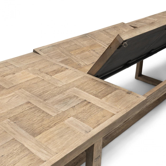 TABLE DE SALLE À MANGER EN CHÊNE AVEC ALLONGES INTÉGRÉES