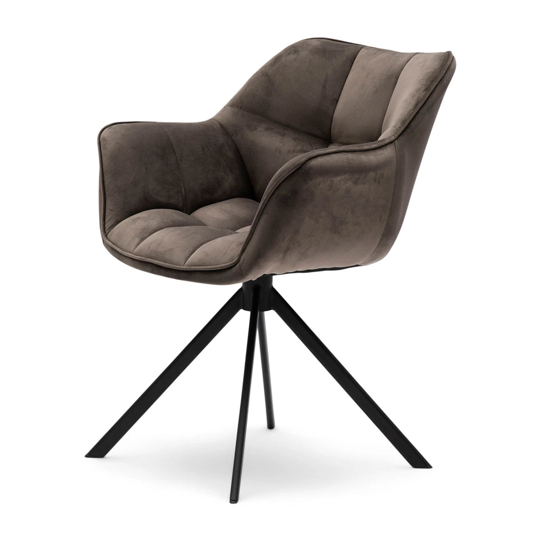 CHAISE EN VELOURS GRIS TAUPE PIEDS MÉTAL NOIR
