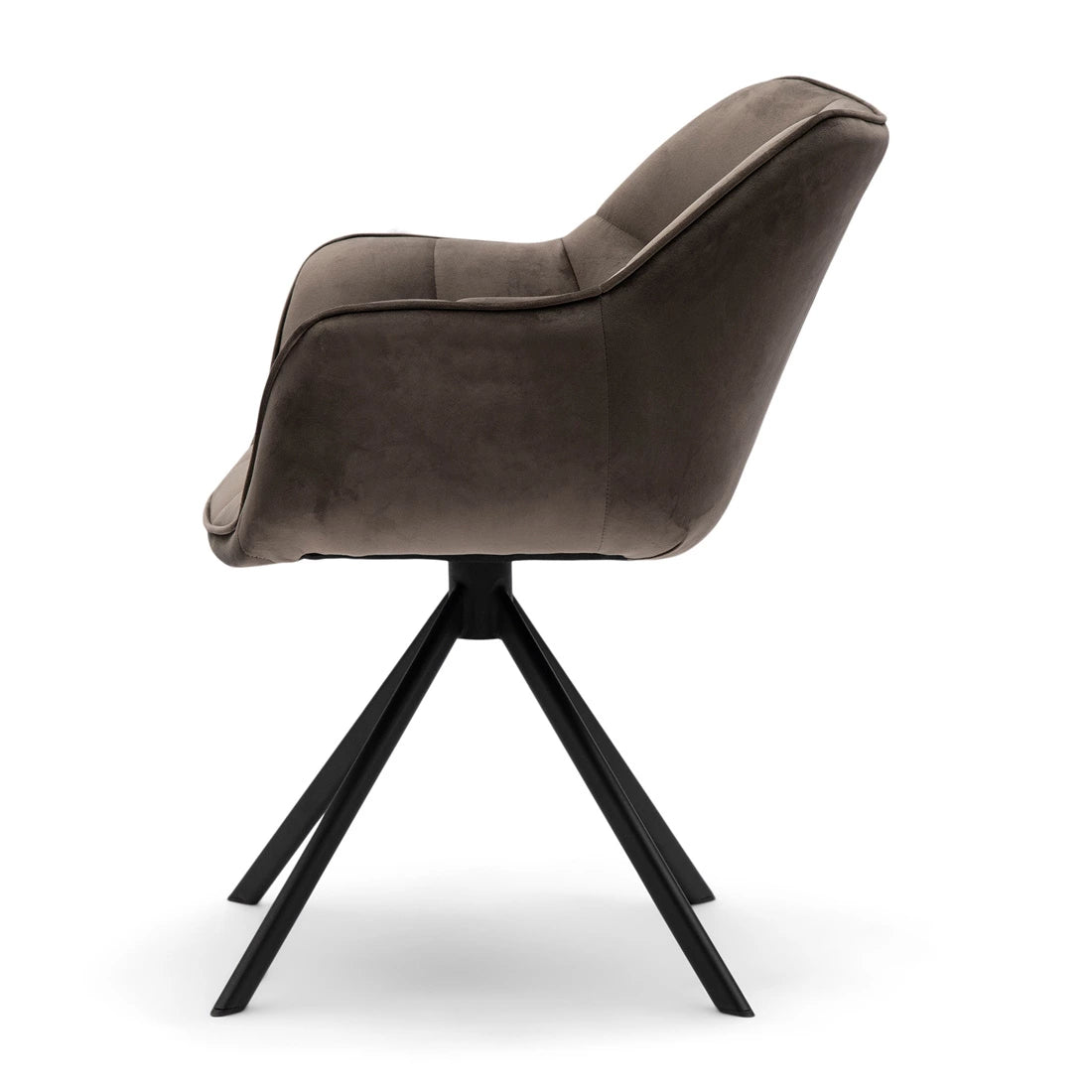 CHAISE EN VELOURS GRIS TAUPE PIEDS MÉTAL NOIR