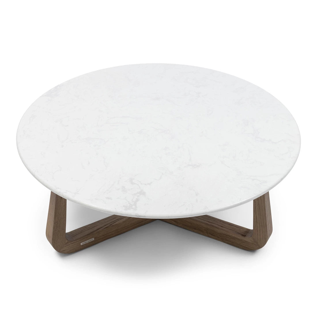 TABLE RONDE EN MARBRE BLANC 90 CM PIEDS EN BOIS NATUREL