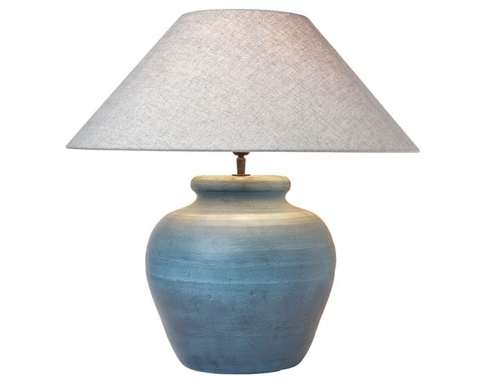PIED DE LAMPE EN CÉRAMIQUE BLEUE