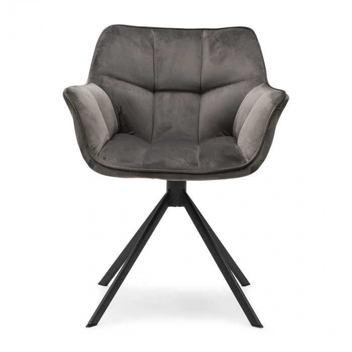 CHAISE EN VELOURS GRIS TAUPE PIEDS MÉTAL NOIR