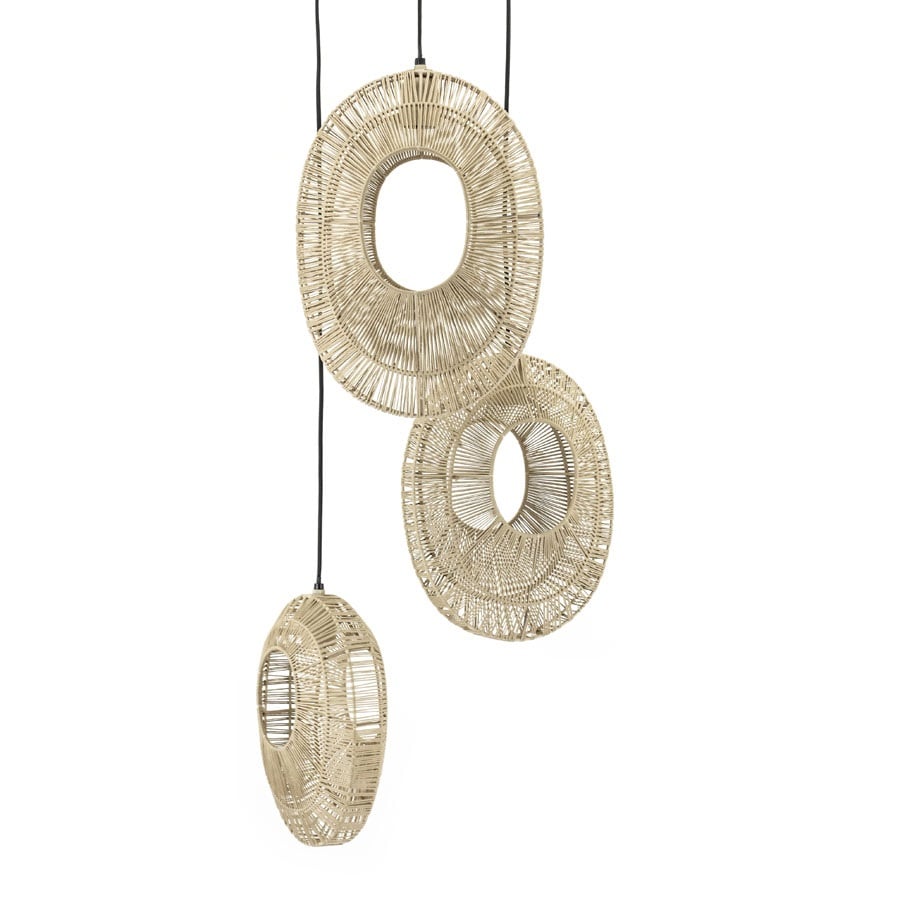 SUSPENSION EN ROTIN 3 LUMIÈRES