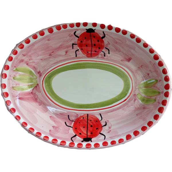 Plat Ovale 30 CM Coccinelle Rose