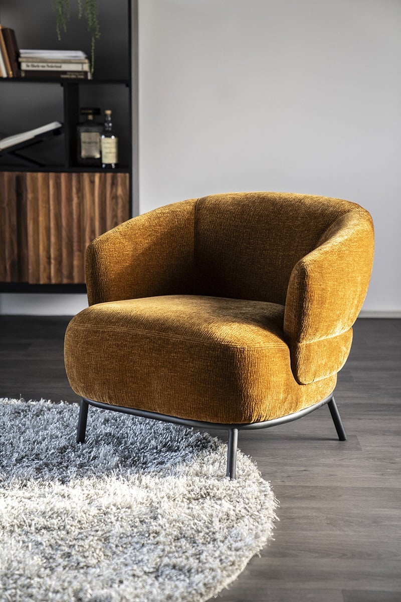 FAUTEUIL EN VELOURS BRONZE OR PIEDS NOIRS
