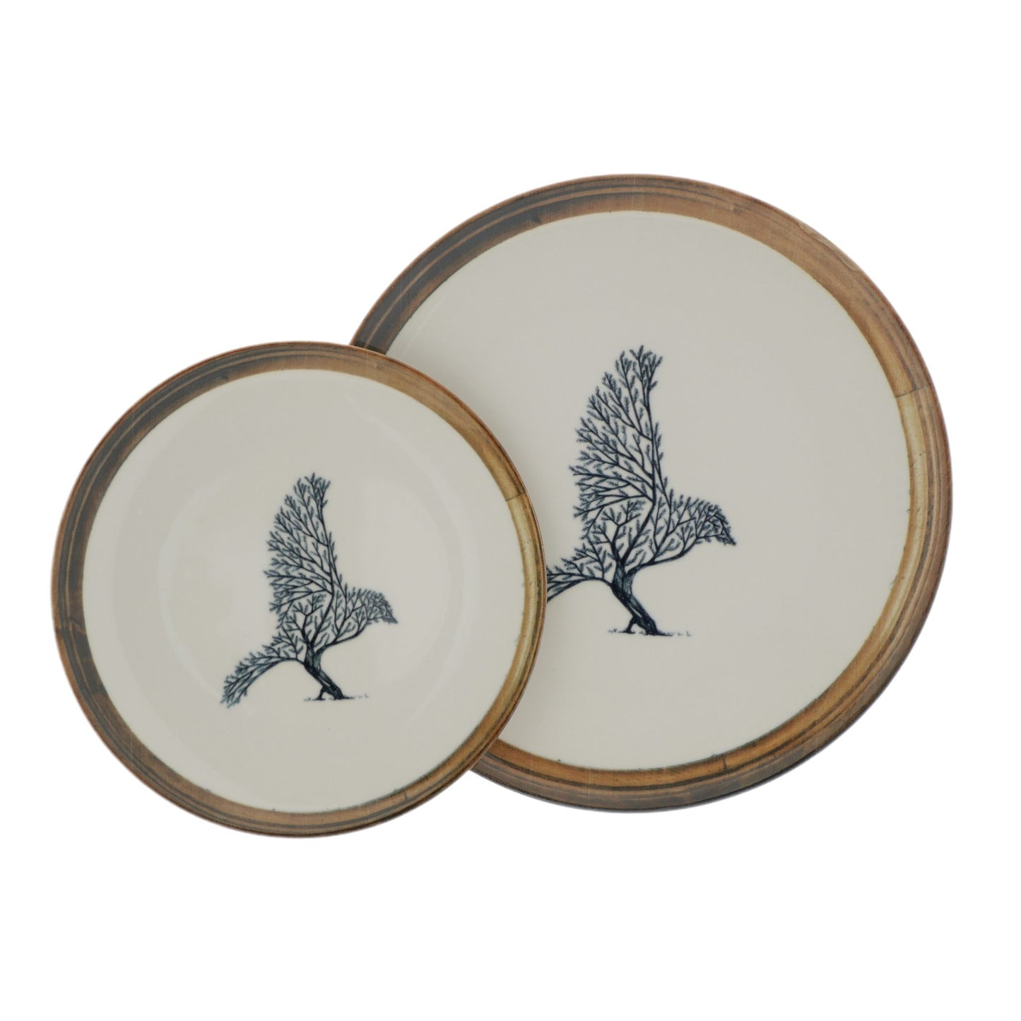 6 ASSIETTES MOTIF OISEAUX EN PORCELAINE