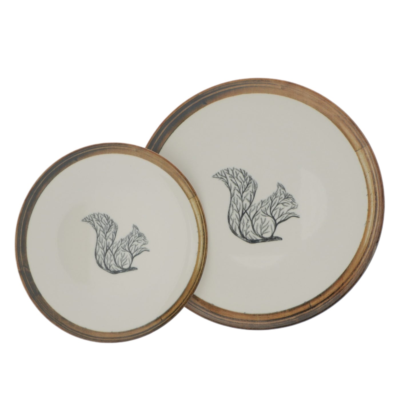 6 ASSIETTES MOTIF ÉCUREUIL EN PORCELAINE