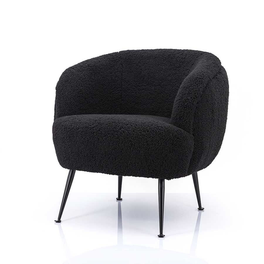 FAUTEUIL NOIR EN BOUCLETTES 4 PIEDS