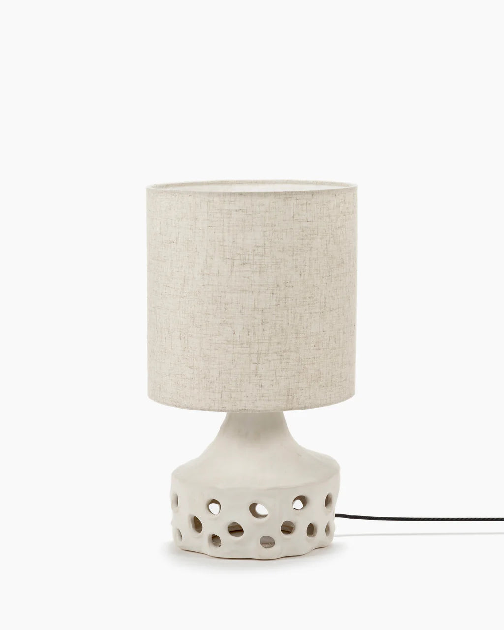 LAMPE EN CÉRAMIQUE BLANCHE AVEC DES POINTS DE LUMIÈRE
