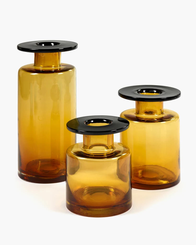 Vase S ambre/noir Wind & fire