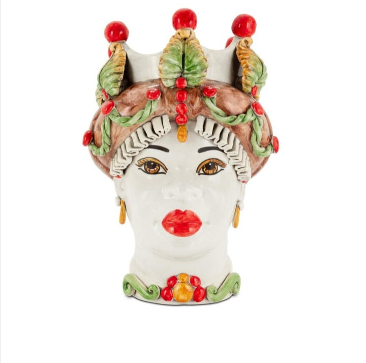 VASE MORO LADY BLANCE ET MULTI COULEURS HAUTEUR 41 CM