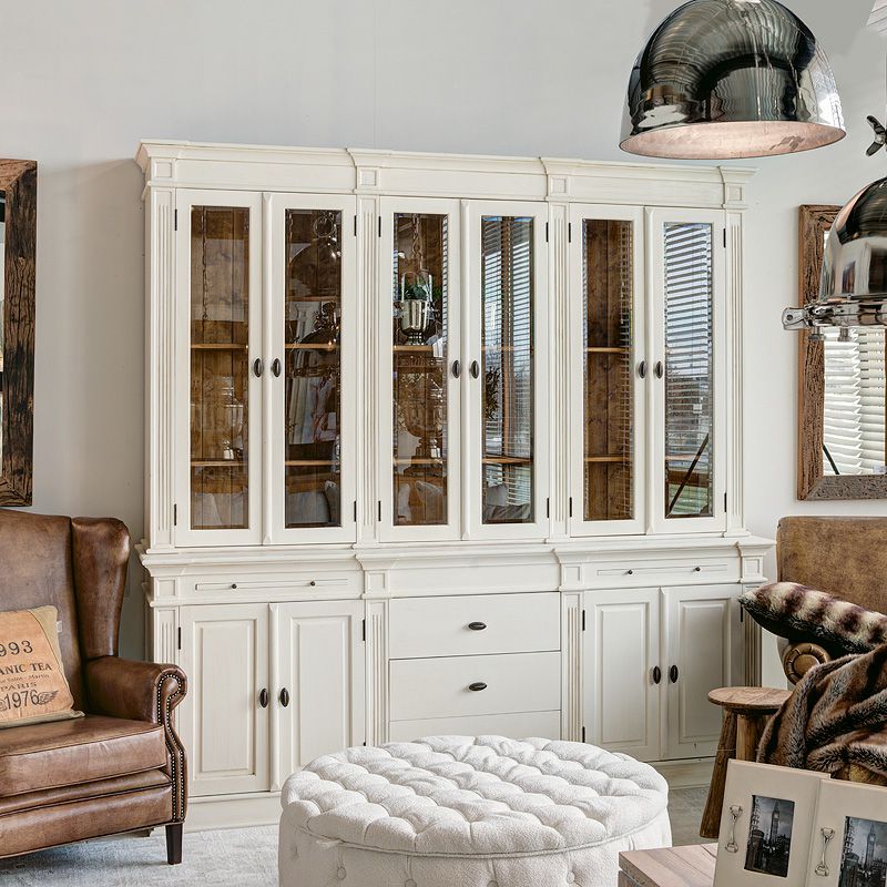 GRAND VAISSELIER EN PIN BLANC 6 PORTES VITRÉES ET 4 PLEINES