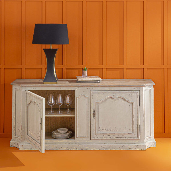 BUFFET BAS PATINE VERT A L'ANCIENNE