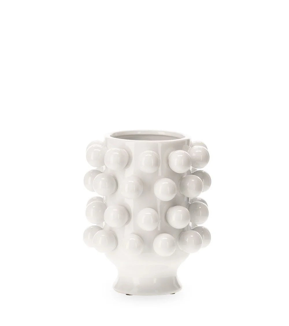 VASE BLANC PETITES BOULLES EN CÉRAMIQUE