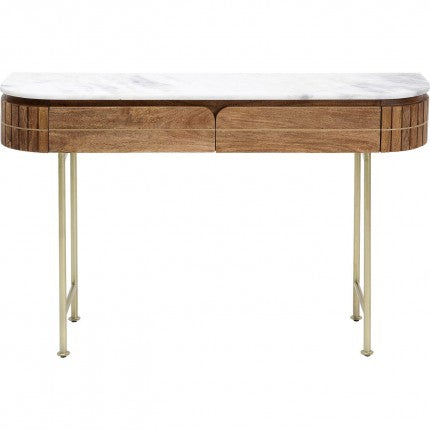CONSOLE DESSUS MARBRE ET PIEDS METAL