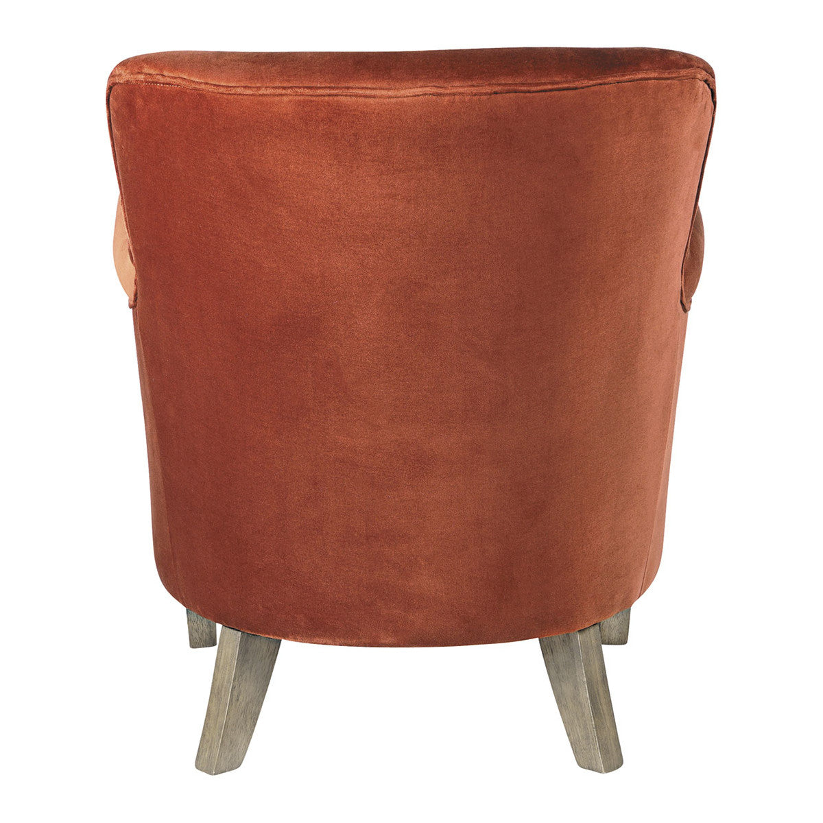 PETIT FAUTEUIL VELOURS ORANGE PIEDS EN BOIS