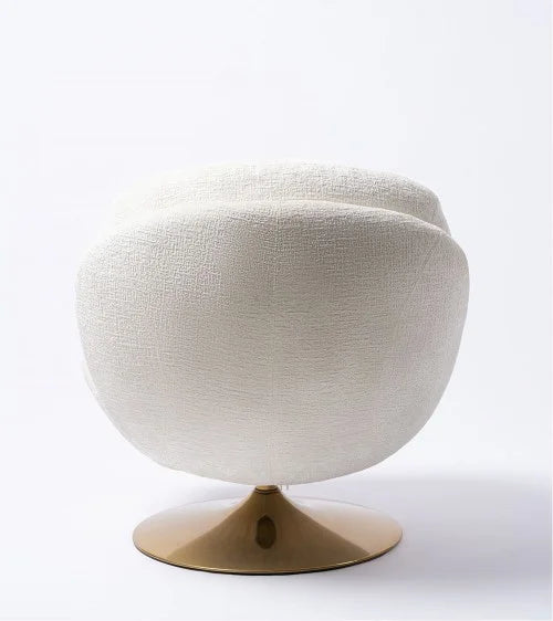 FAUTEUIL PIVOTANT VELOURS BLANC ET PIEDS OR