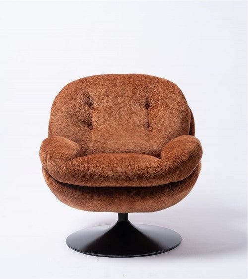 FAUTEUIL PIVOTANT VELOURS COULEUR ROUILLE