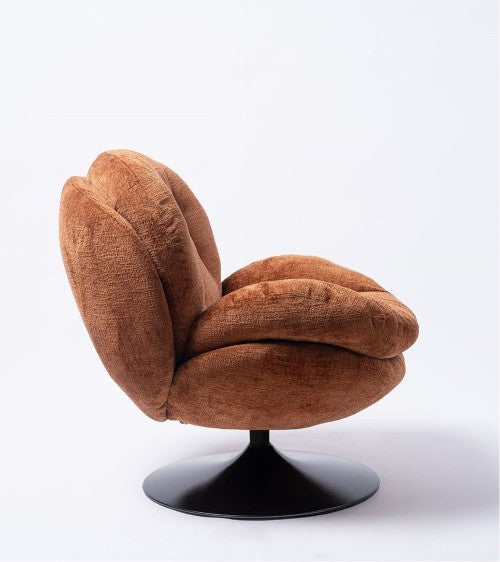 FAUTEUIL PIVOTANT VELOURS COULEUR ROUILLE