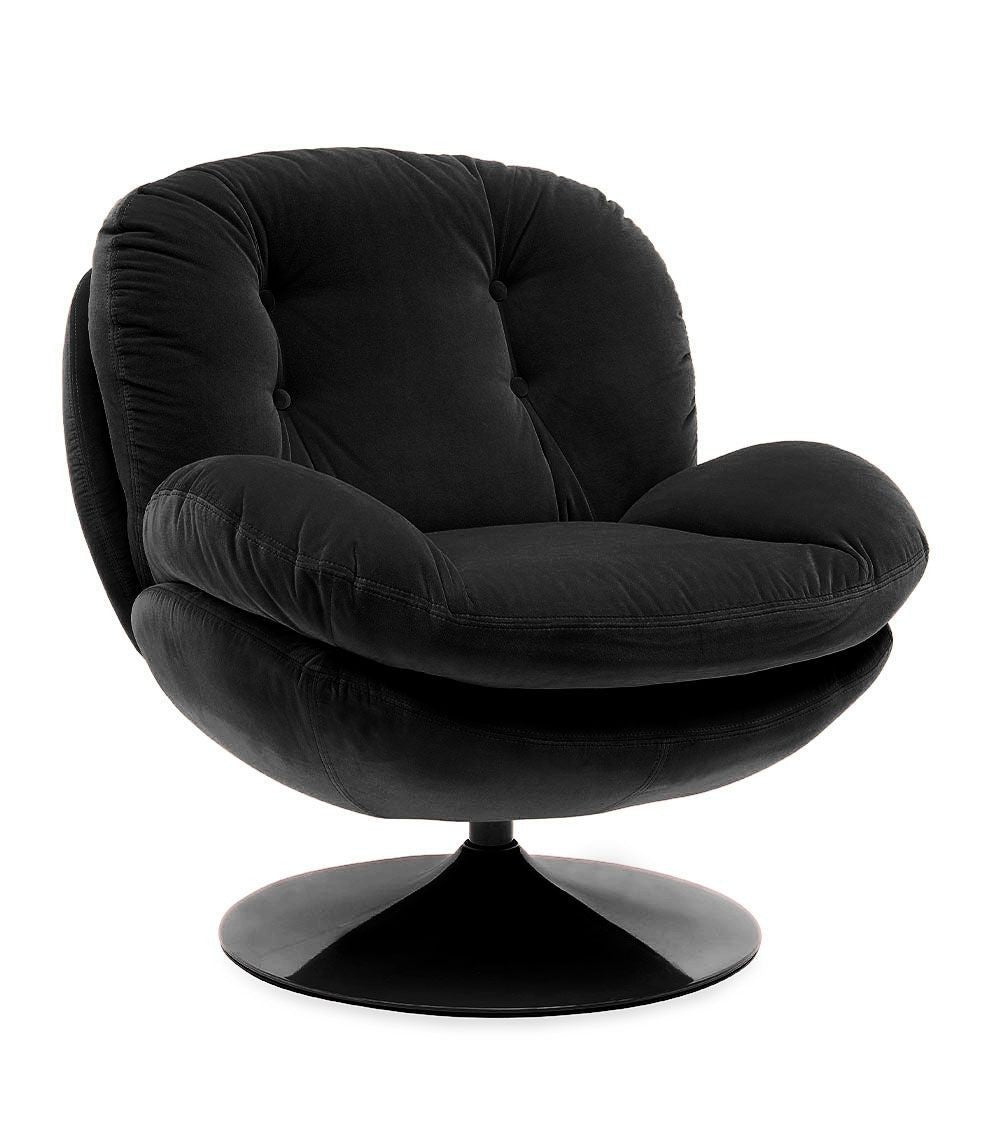 FAUTEUIL PIVOTANT VELOURS NOIR