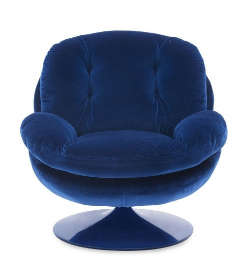 FAUTEUIL PIVOTANT VELOURS BLEU PIEDS BLEU