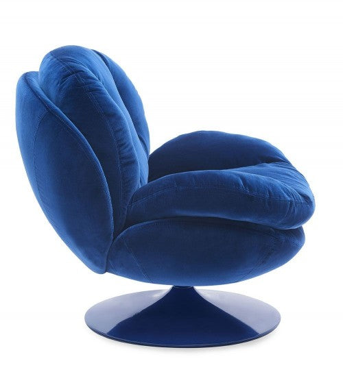 FAUTEUIL PIVOTANT VELOURS BLEU PIEDS BLEU