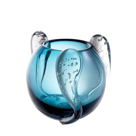 Vase rond en verre trempé couleur turquoise