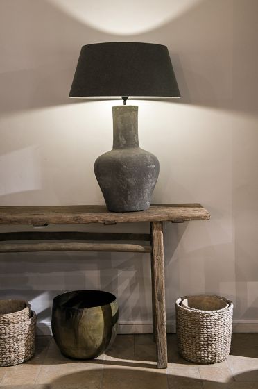 TRÈS GROSSE LAMPE EN TERRE CUITE GRISE HAUTEUR 75 DIAMÈTRE 50 CM