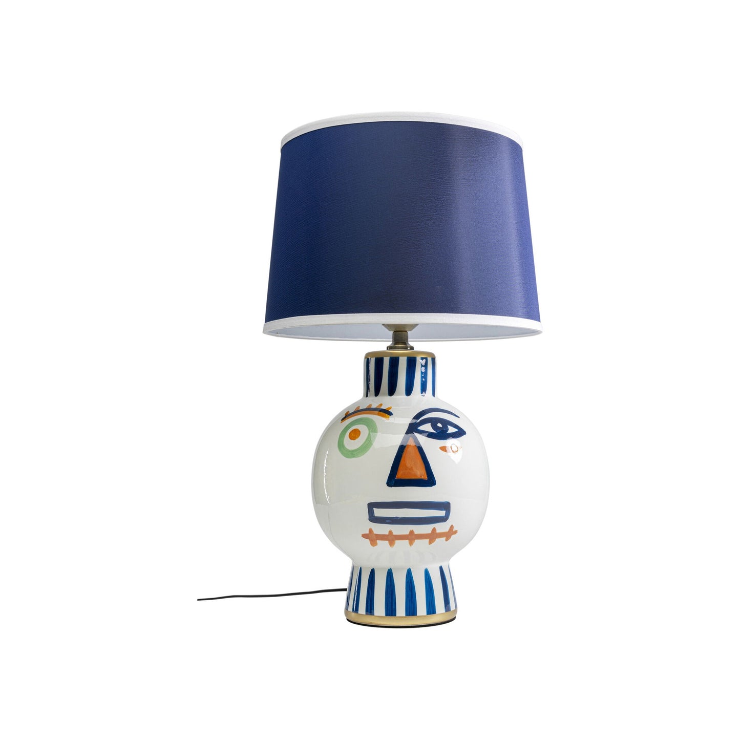 Lampe en porcelaine avec abat-jour motif visage abstrait
