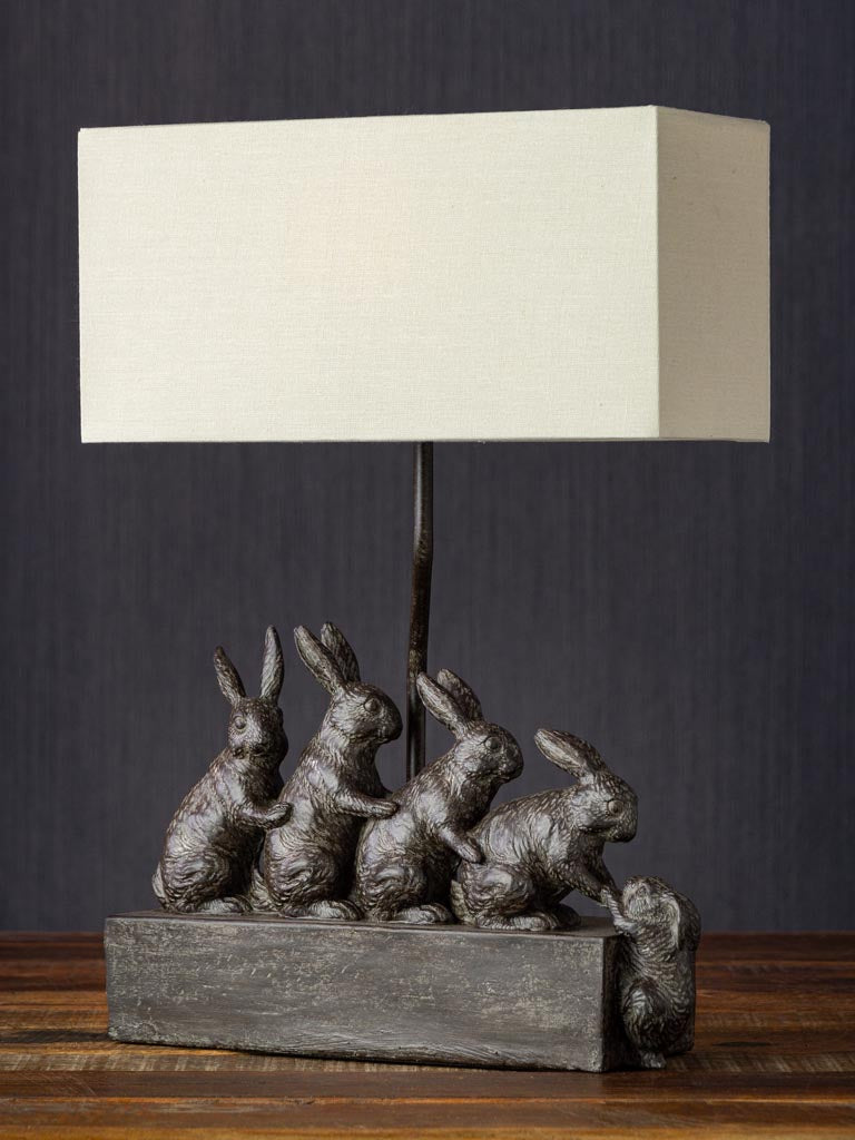 LAMPE FAMILLE LAPINS ABAT-JOUR INCLUS