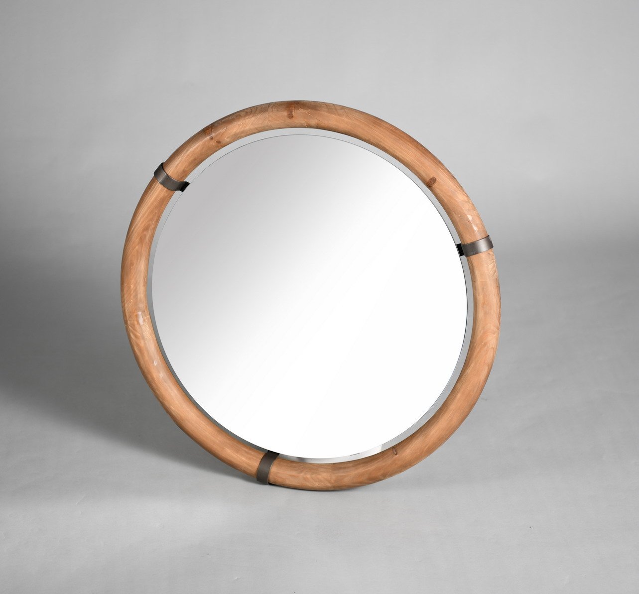 MIROIR ROND EN BOIS STYLE COLONIAL DIAMÈTRE 65 CM
