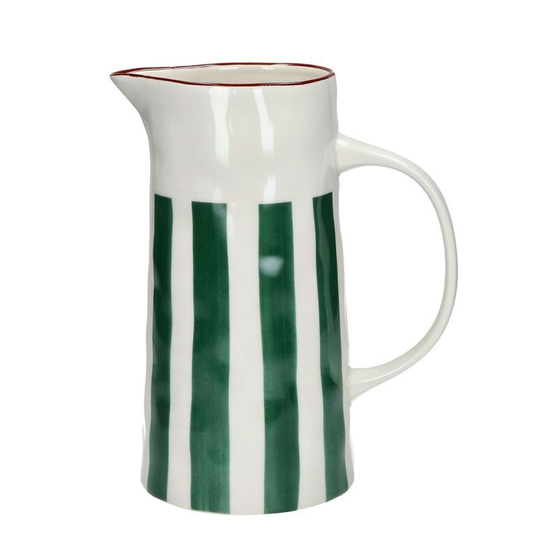 Pichet à rayures vertes en porcelaine