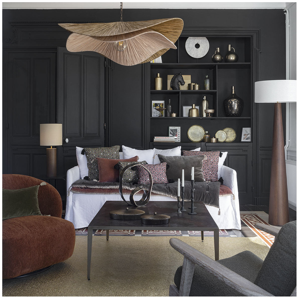 SUSPENSION ADITA BLANC D'IVOIRE raphia diamètre 90 cm