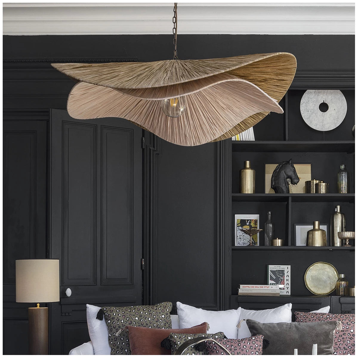 SUSPENSION ADITA BLANC D'IVOIRE raphia diamètre 90 cm
