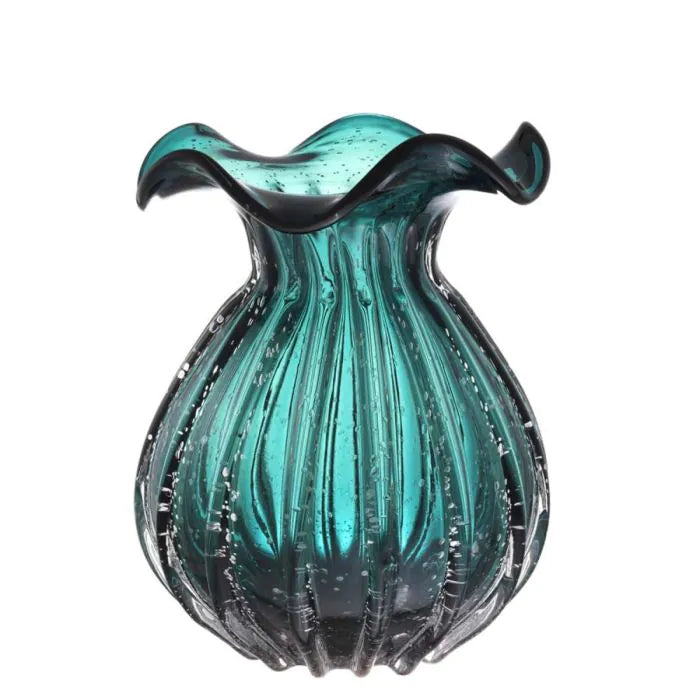 Vase couleur verte en verre soufflé Diamètre 26 cm Hauteur 33 cm