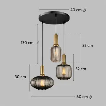 Suspension 3 globes en verre