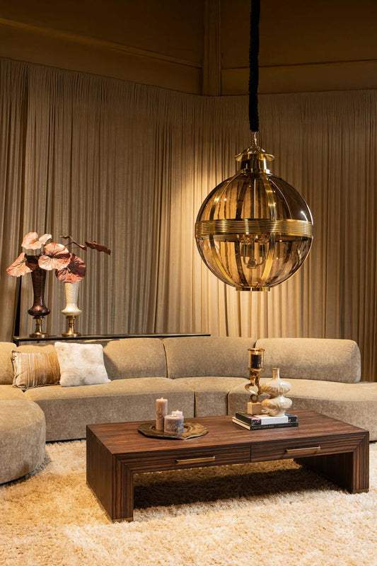 grosse suspension boule en verre fumé plusieurs lumières