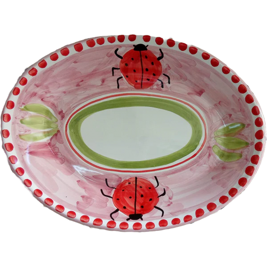 Plat Ovale 30 CM Coccinelle Rose