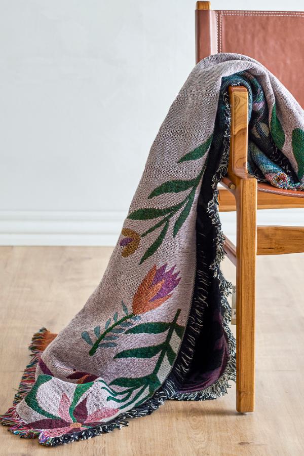 Plaid multicolore a motif de fleurs