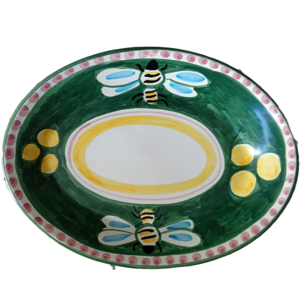 Plat Ovale 30 CM Abeille Verte