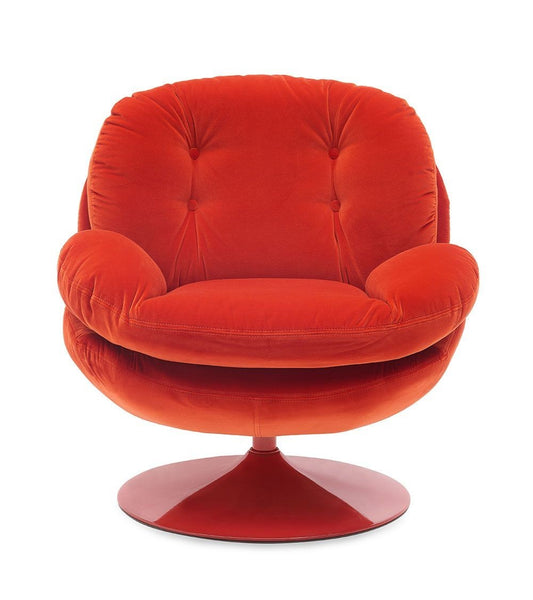 Fauteuil Pivotant Velours Rouge-Orangé